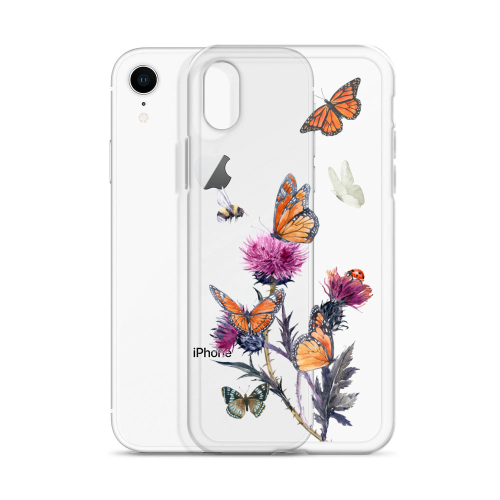 Cute Flower & Butterfly Clear iPhone Case