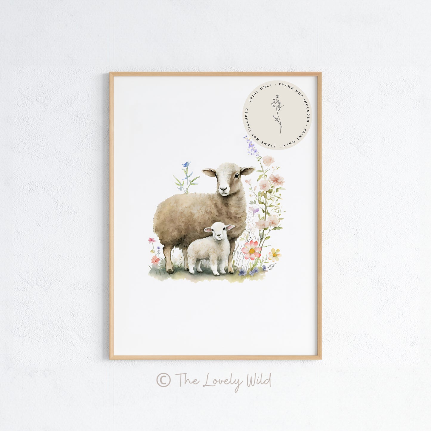 Mother Sheep & Little Lamb - Premium Matte Paper Poster