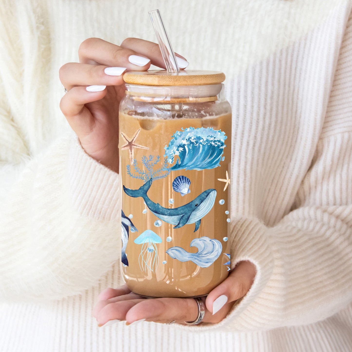 Animaux de la mer - Gobelet en verre de 16 oz