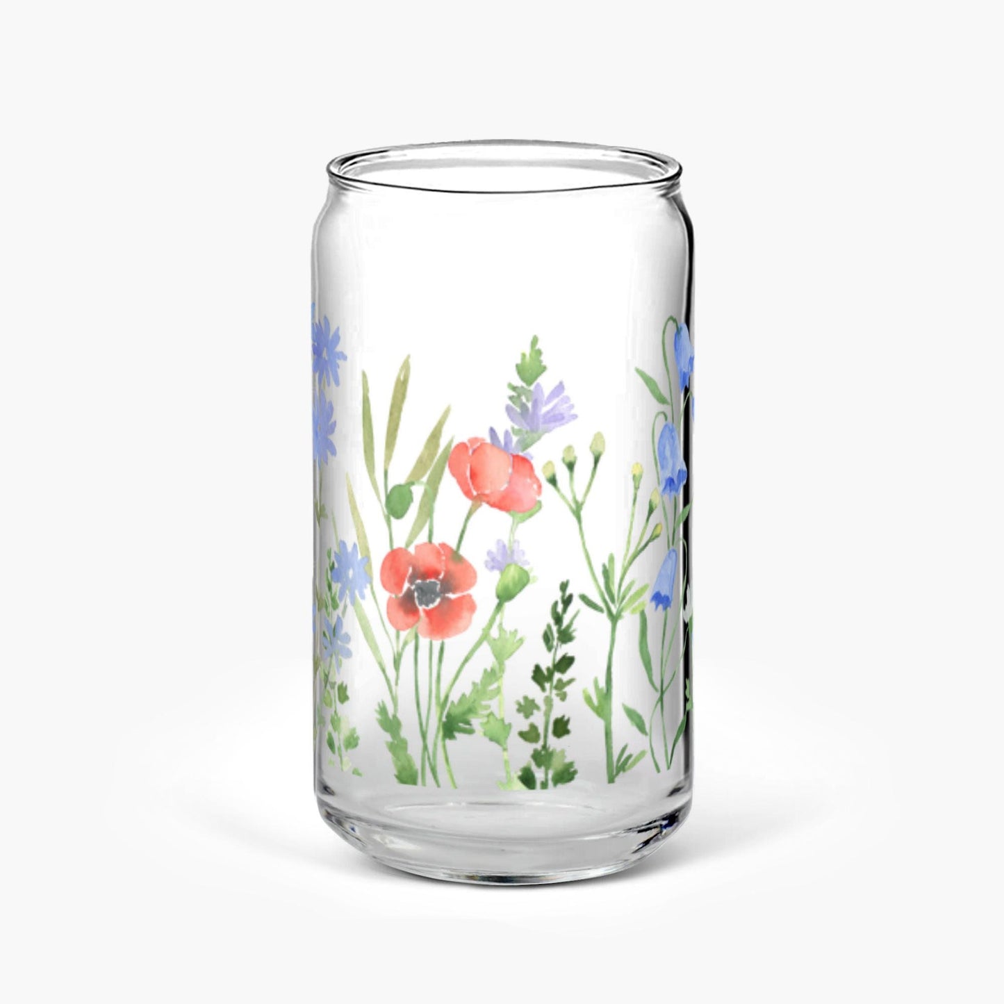 Flower Iced Coffee Cup, 16oz Glass Sipper Cup, Nature Soda Can Glass With Lid & Straw, Bridesmaid Gift Floral Lemonade Summer Drinking Glass