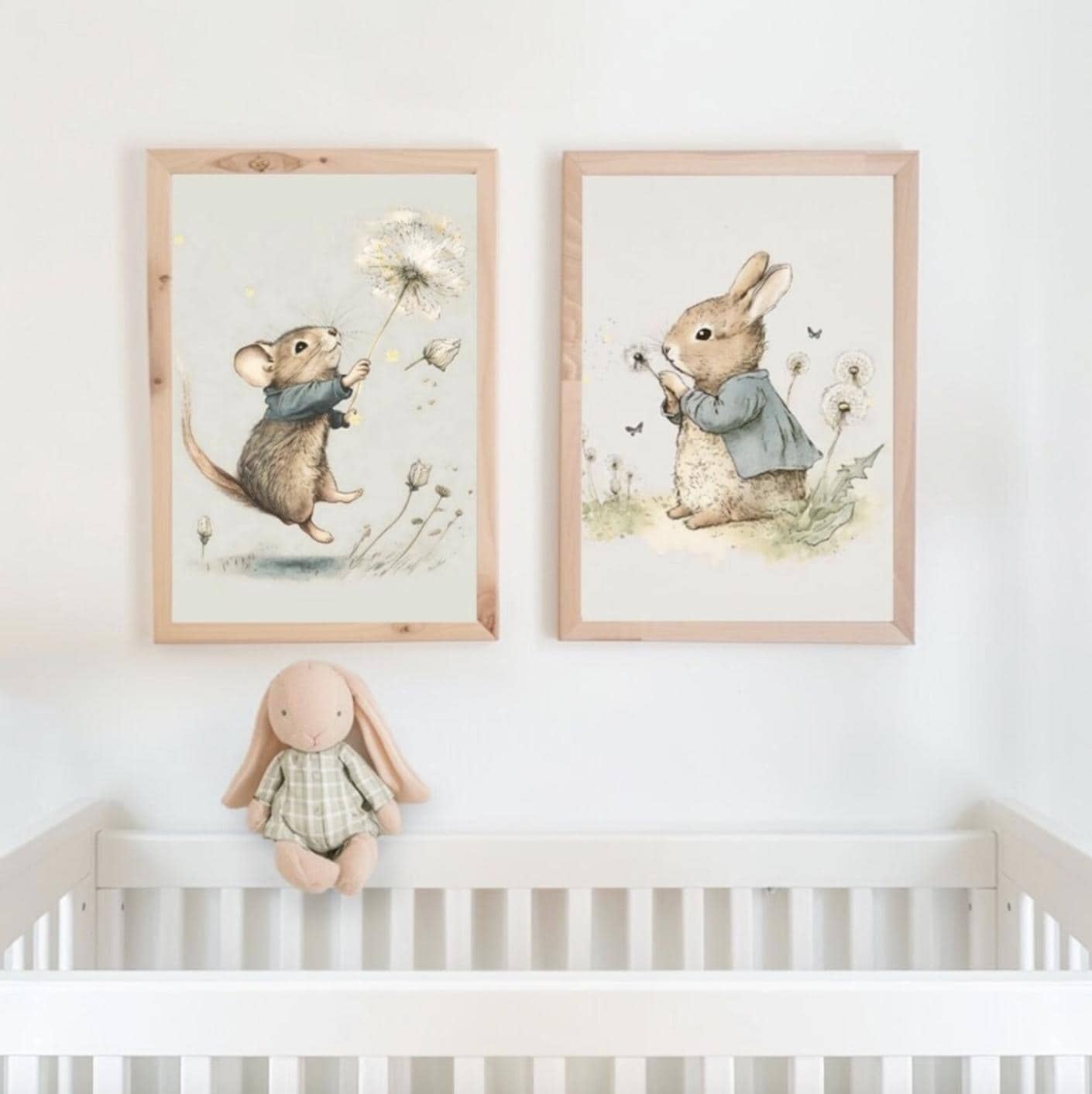MEGA BUNDLE 100+ Wall Art, Vintage Bunny Softness Watercolor Art Prints Cottagecore Decor, Wildlife Mouse Illustration Digital Download