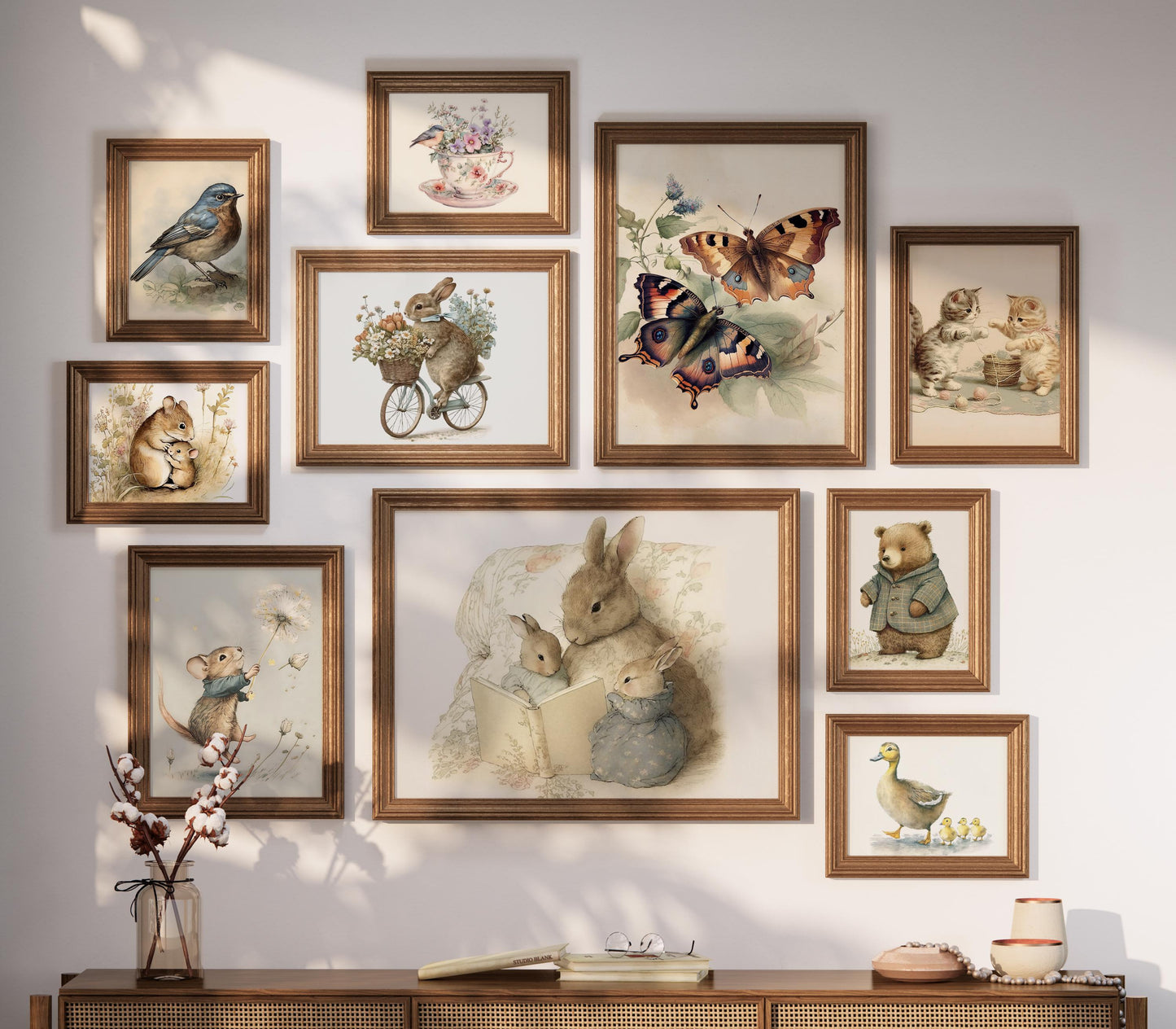 MEGA BUNDLE 100+ Wall Art, Vintage Bunny Softness Watercolor Art Prints Cottagecore Decor, Wildlife Mouse Illustration Digital Download