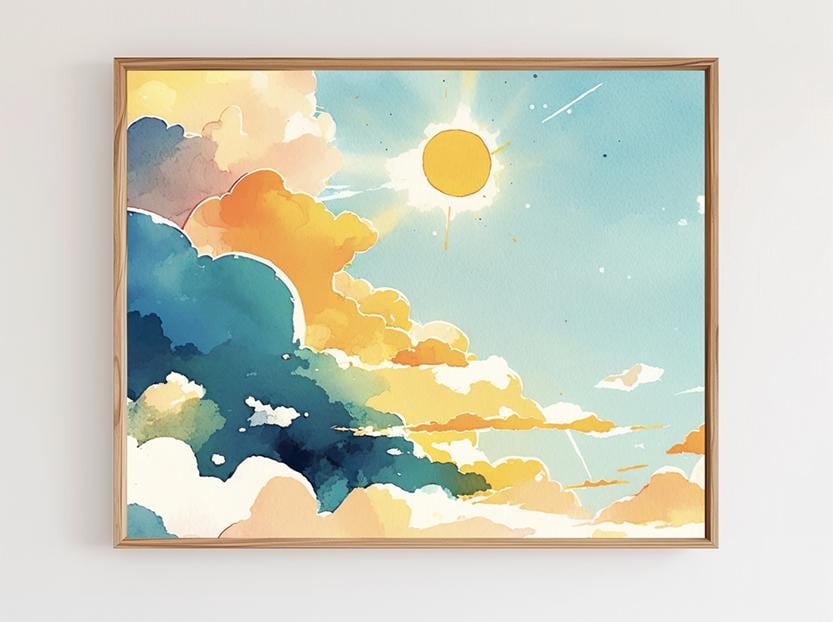 Watercolor Sky Art Set of 3 - Printable Digital Art