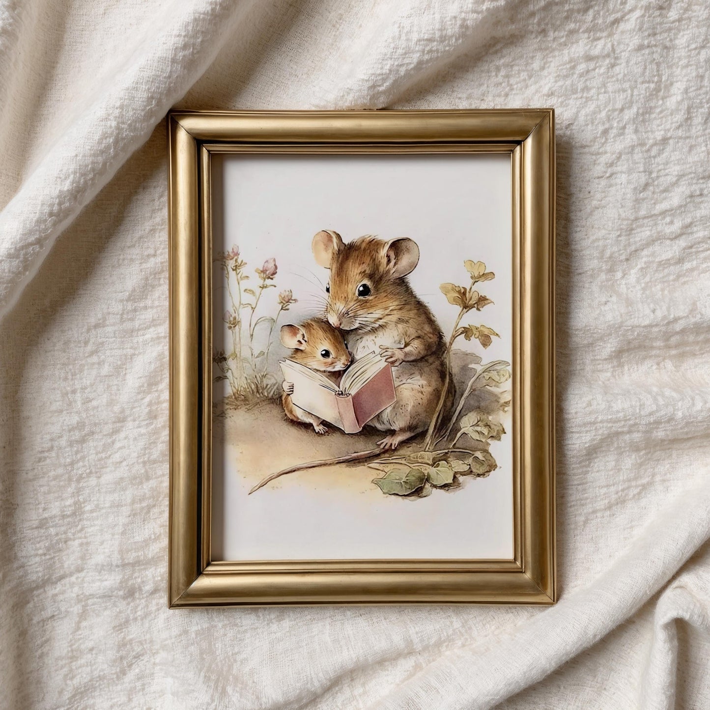 MEGA BUNDLE 100+ Art mural, impressions d'art aquarelle douces de lapin vintage, décoration Cottagecore, illustration de souris sauvage, téléchargement numérique