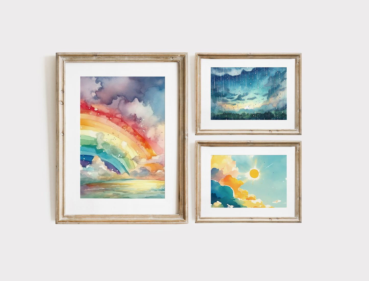 Watercolor Sky Art Set of 3 - Printable Digital Art