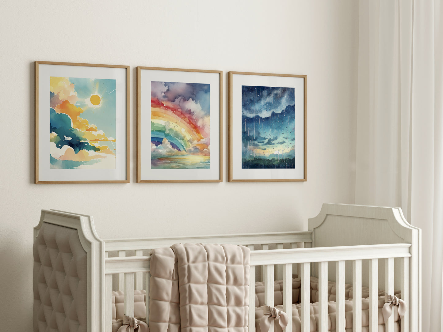 Watercolor Sky Art Set of 3 - Printable Digital Art