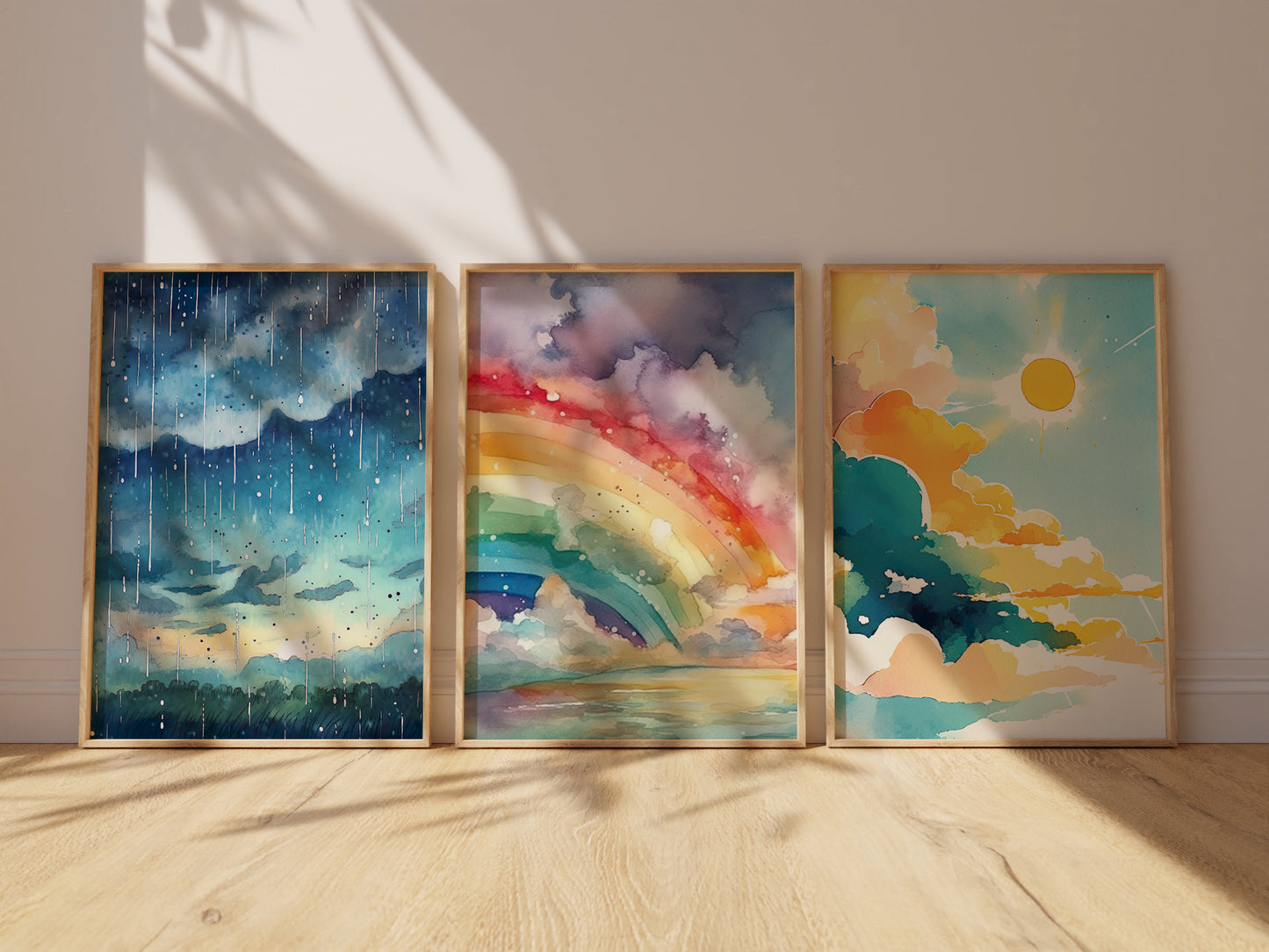 Watercolor Sky Art Set of 3 - Printable Digital Art