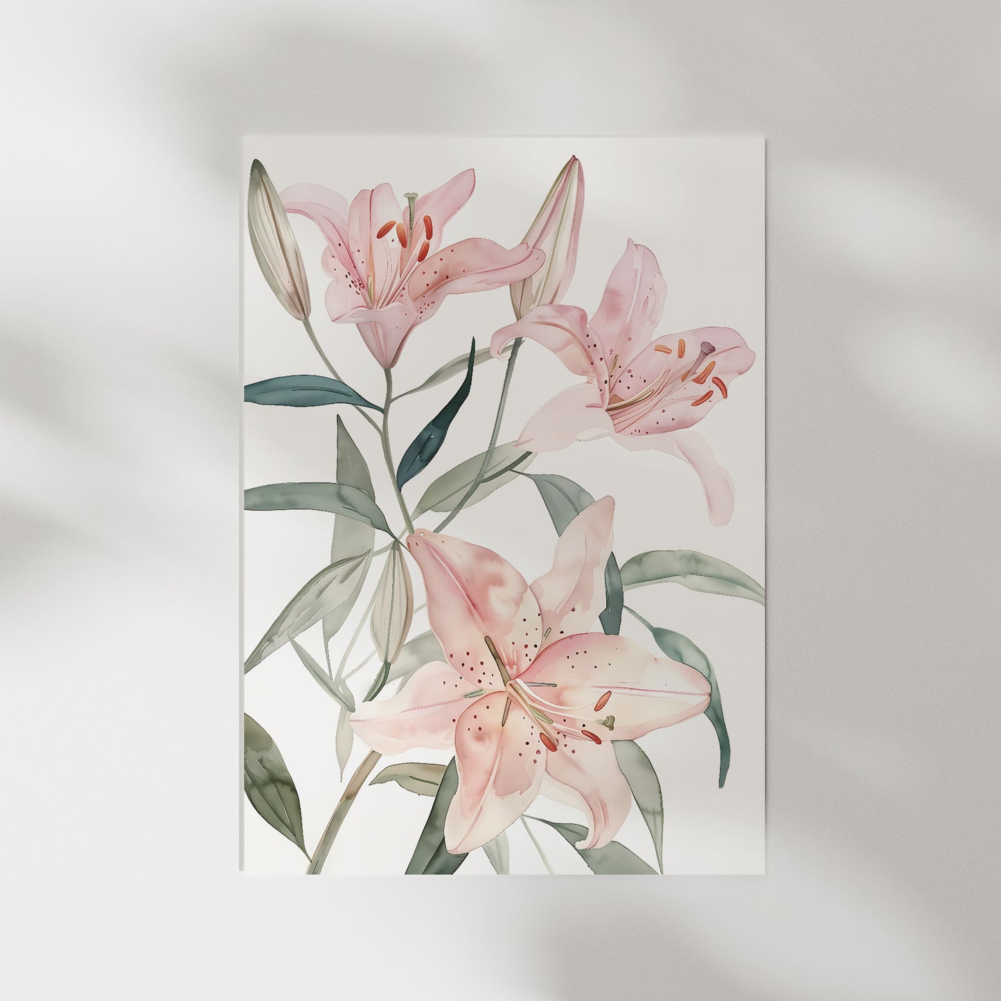 Watercolor Lily Flowers - Premium Matte Paper Poster