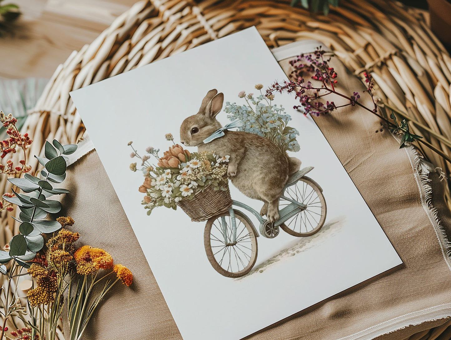 Cycling Bunny Rabbit On A Bike - Premium Matte Paper Poster