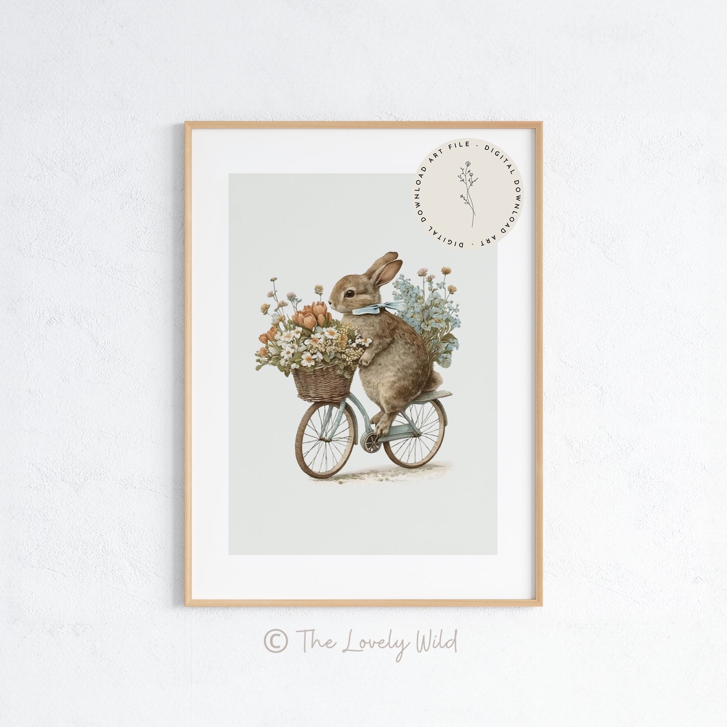 Bunny Rabbit on a Bike - Printable Digital Art