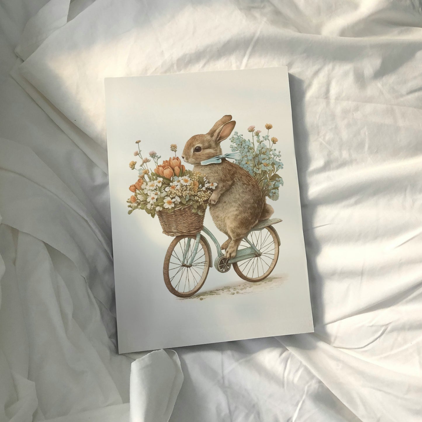 Cycling Bunny Rabbit On A Bike - Premium Matte Paper Poster