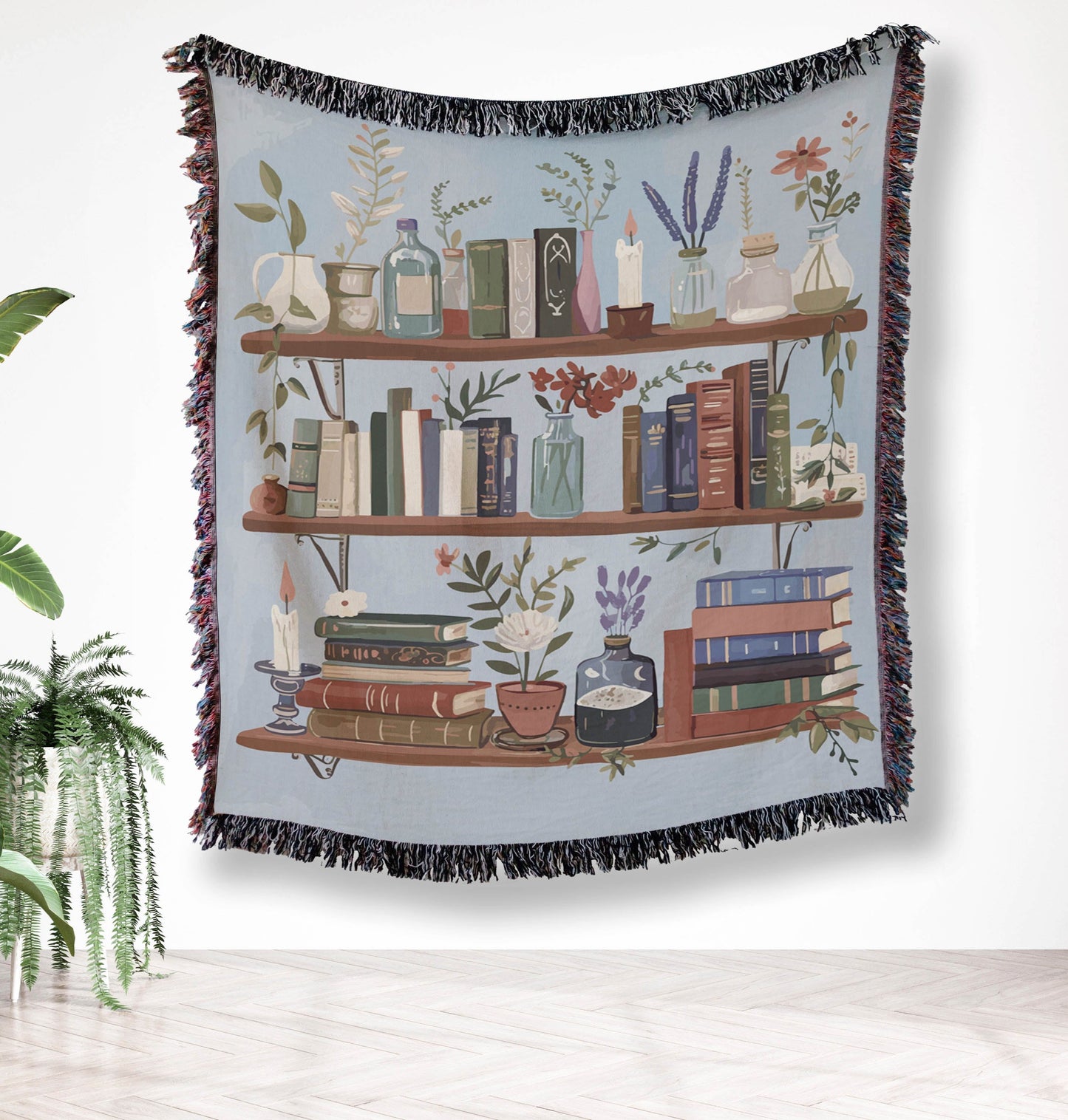 Botanical Library Bookcase - Woven Blanket