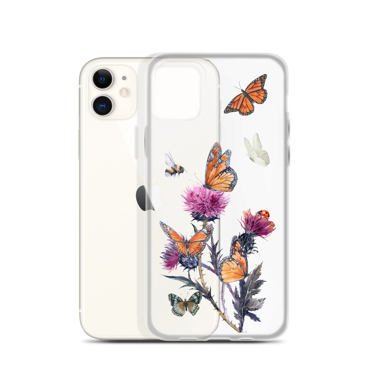 Cute Flower & Butterfly Clear iPhone Case