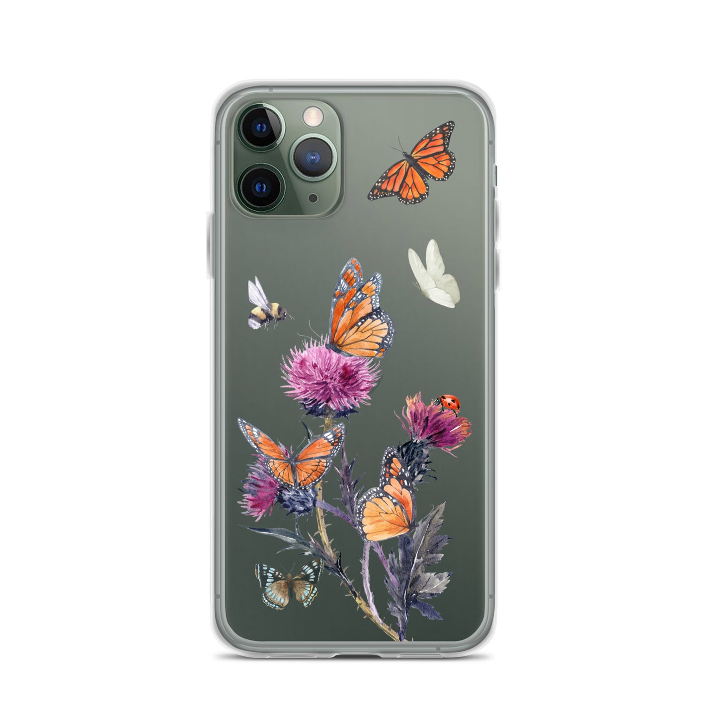 Cute Flower & Butterfly Clear iPhone Case