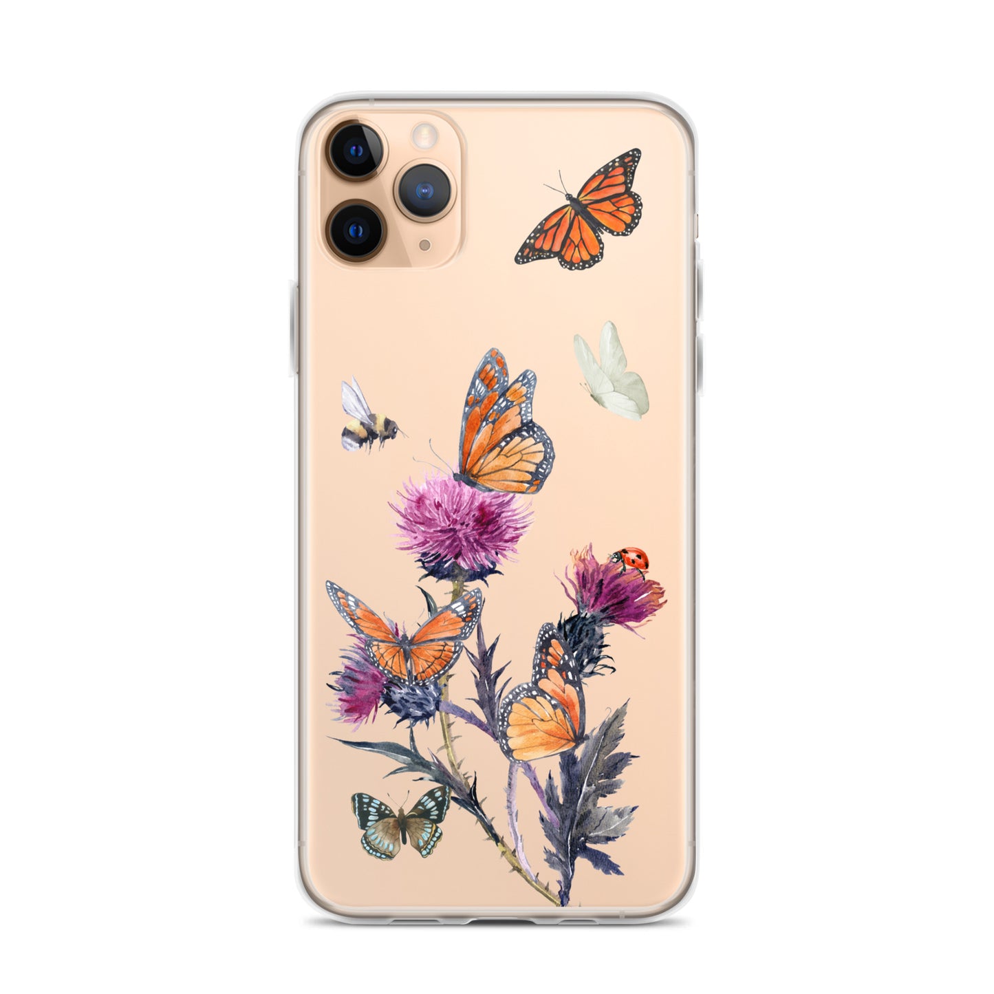 Cute Flower & Butterfly Clear iPhone Case