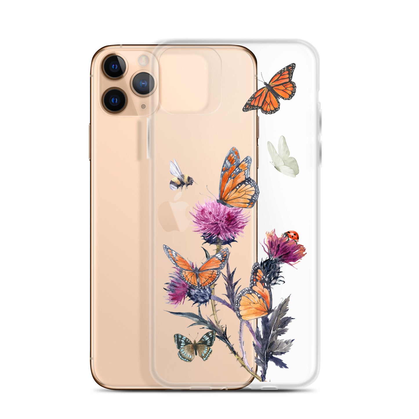 Cute Flower & Butterfly Clear iPhone Case