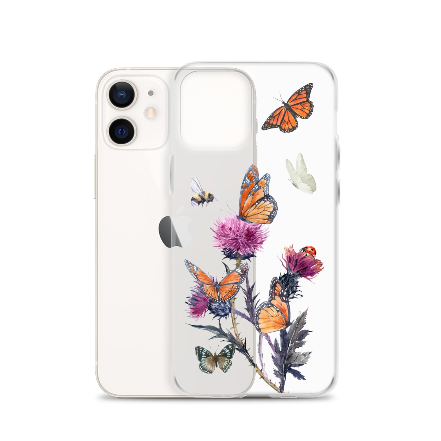 Cute Flower & Butterfly Clear iPhone Case