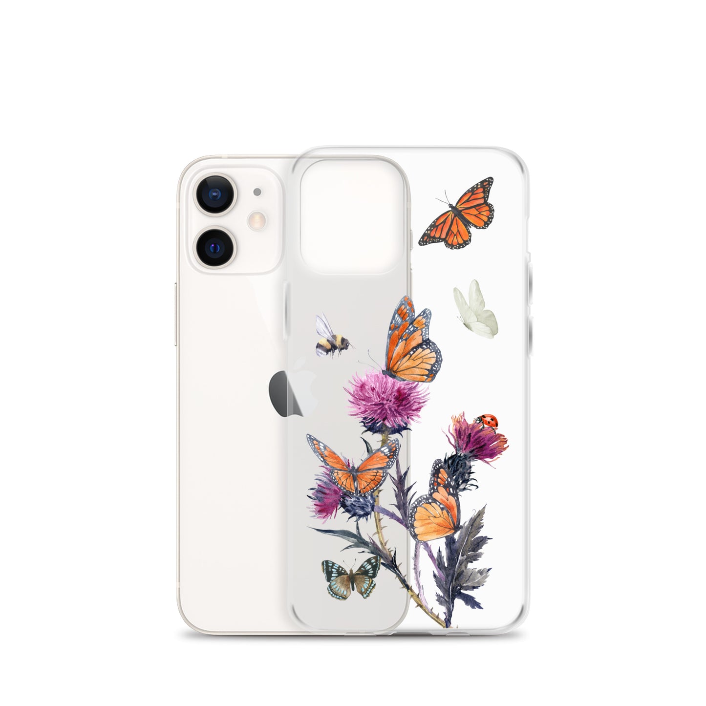 Cute Flower & Butterfly Clear iPhone Case