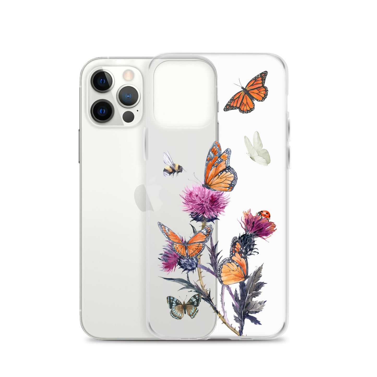 Cute Flower & Butterfly Clear iPhone Case