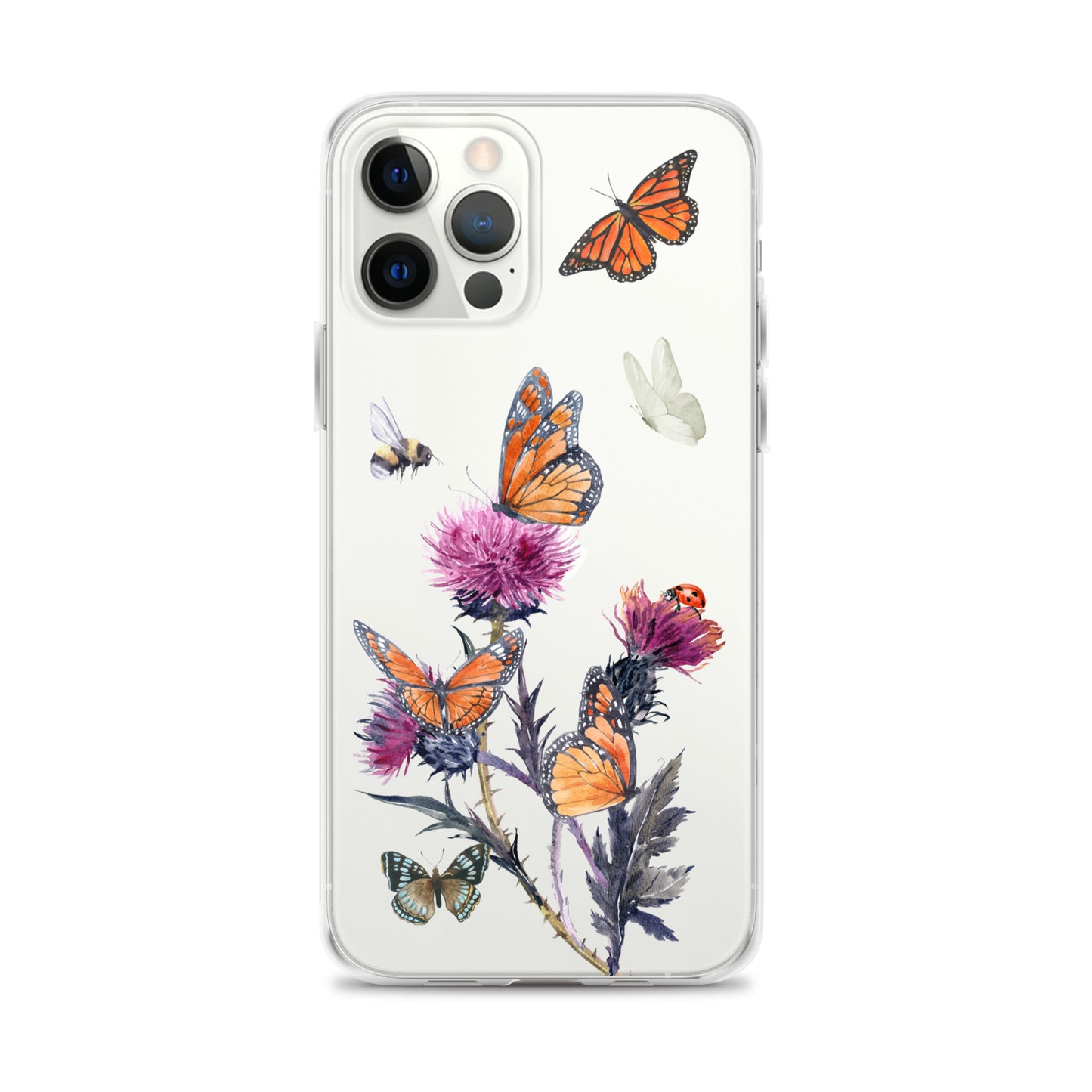 Cute Flower & Butterfly Clear iPhone Case