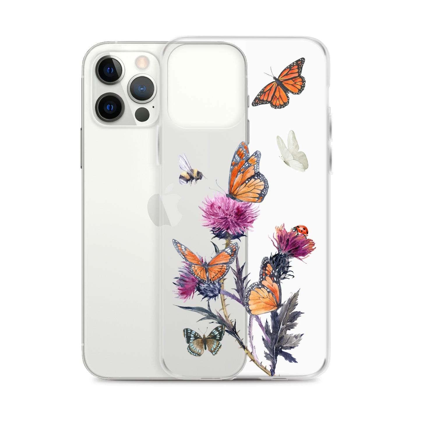 Cute Flower & Butterfly Clear iPhone Case