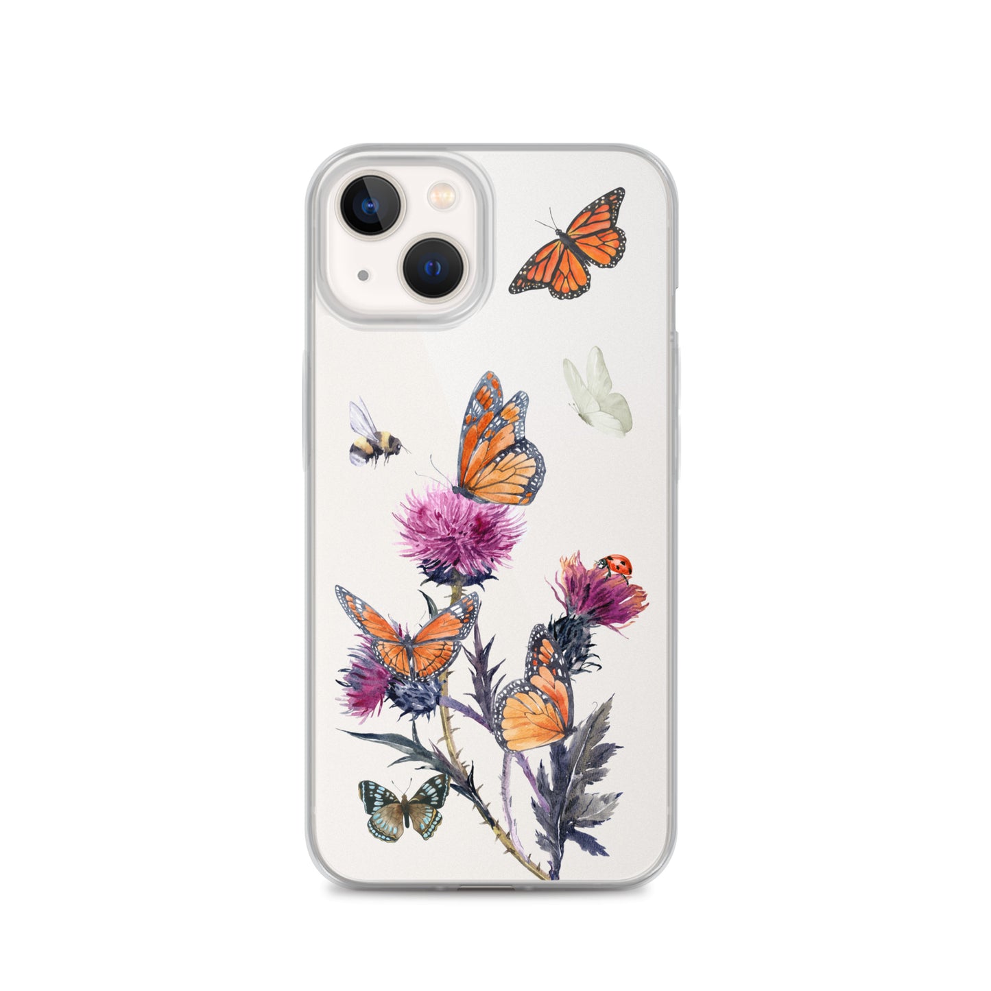 Cute Flower & Butterfly Clear iPhone Case