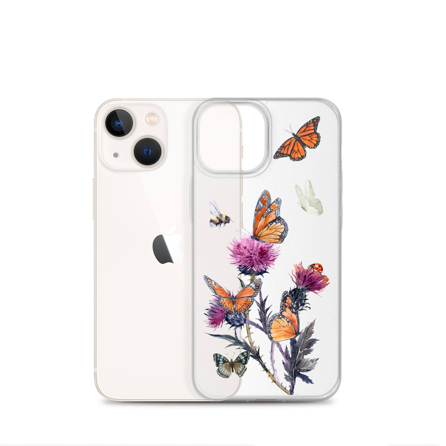 Cute Flower & Butterfly Clear iPhone Case