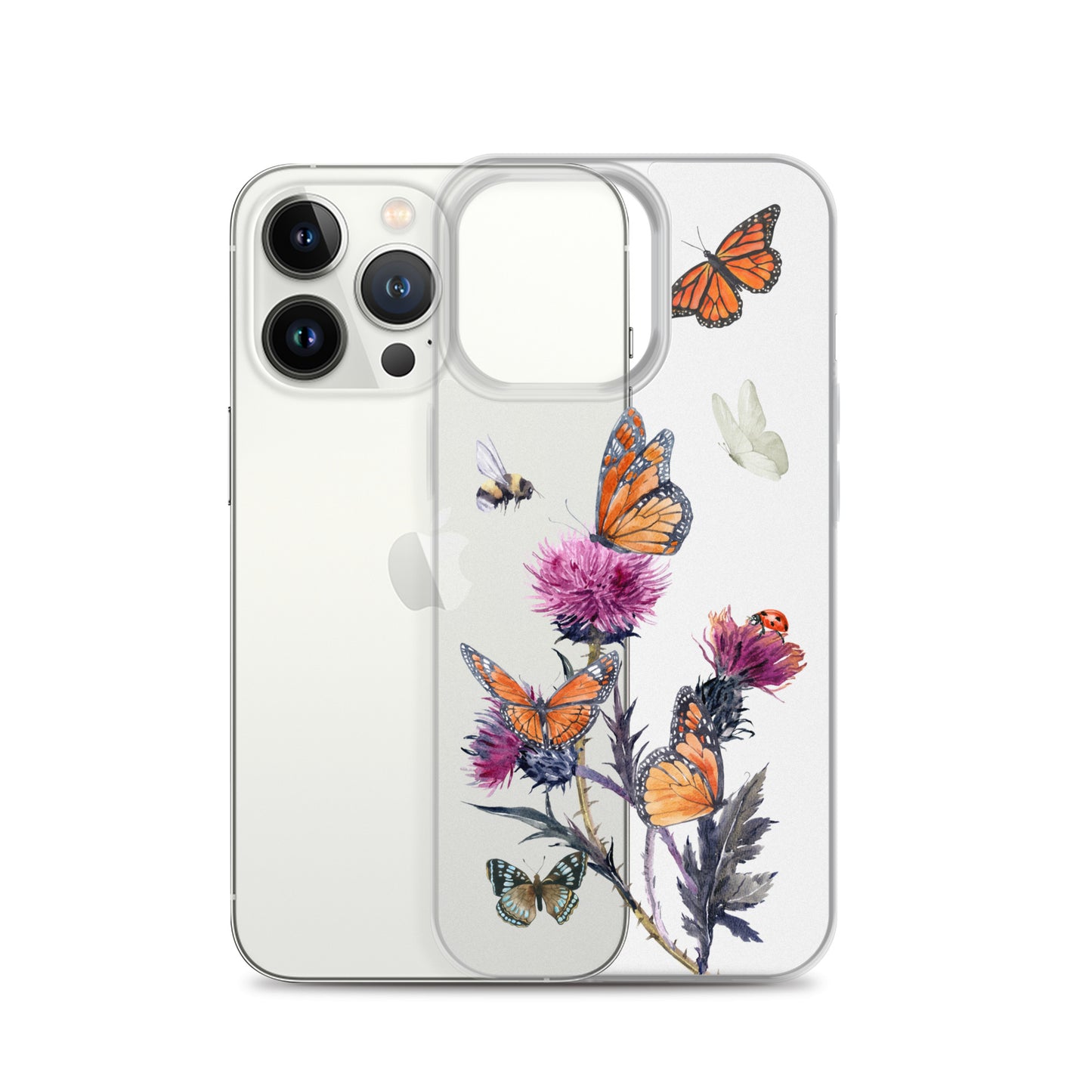 Cute Flower & Butterfly Clear iPhone Case