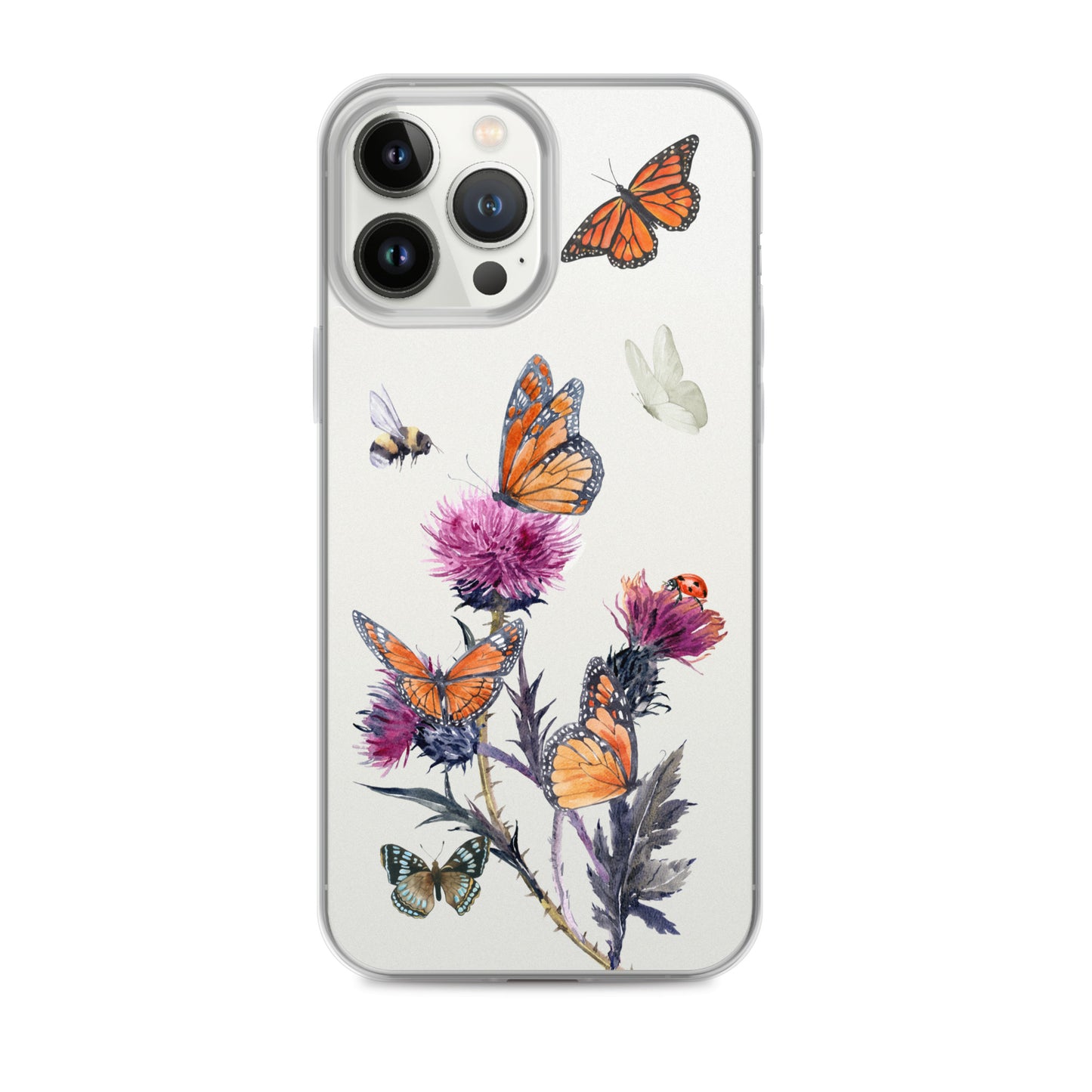 Cute Flower & Butterfly Clear iPhone Case