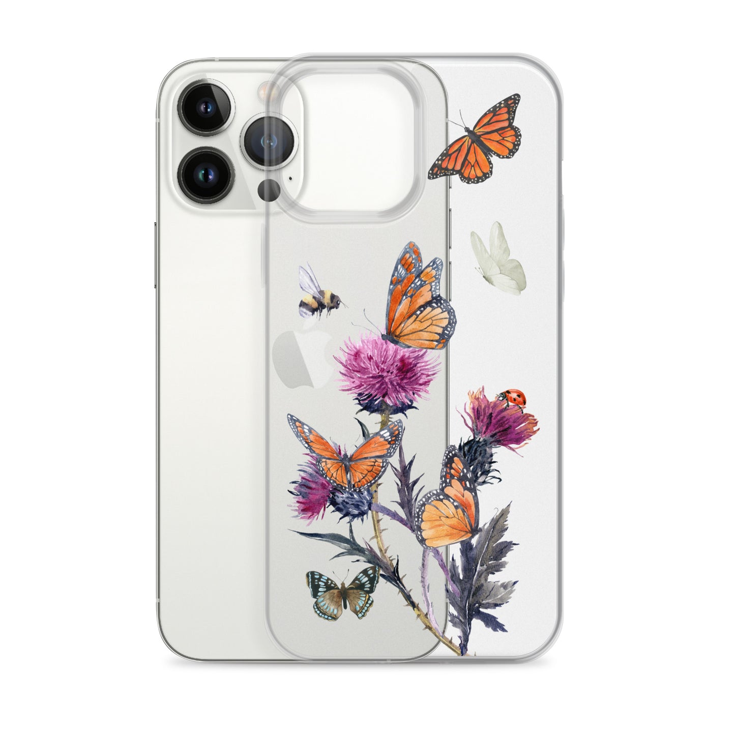 Cute Flower & Butterfly Clear iPhone Case