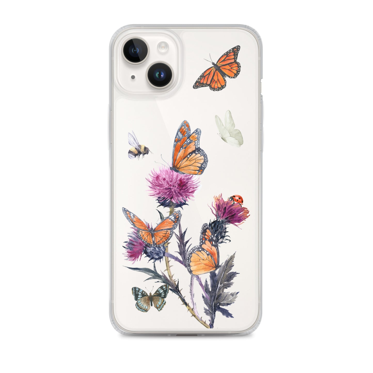 Cute Flower & Butterfly Clear iPhone Case