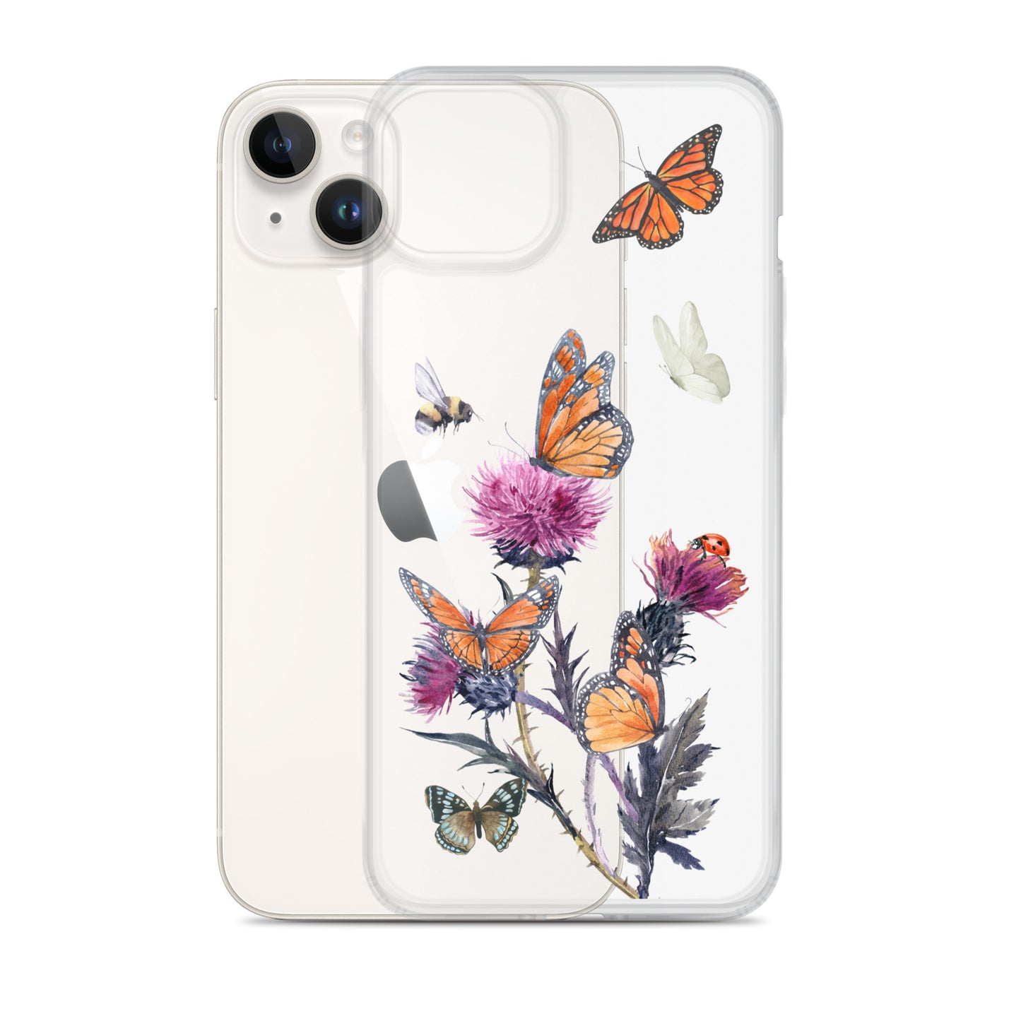 Cute Flower & Butterfly Clear iPhone Case