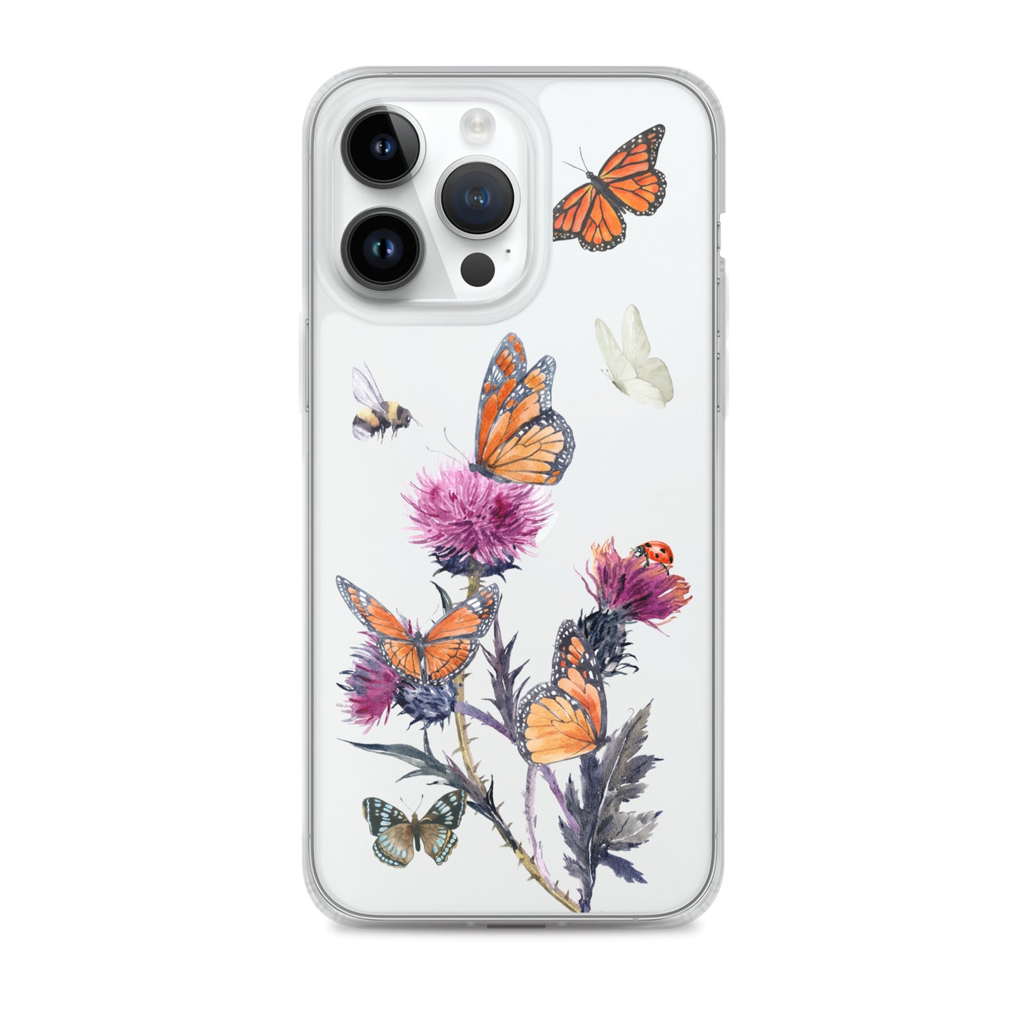 Cute Flower & Butterfly Clear iPhone Case