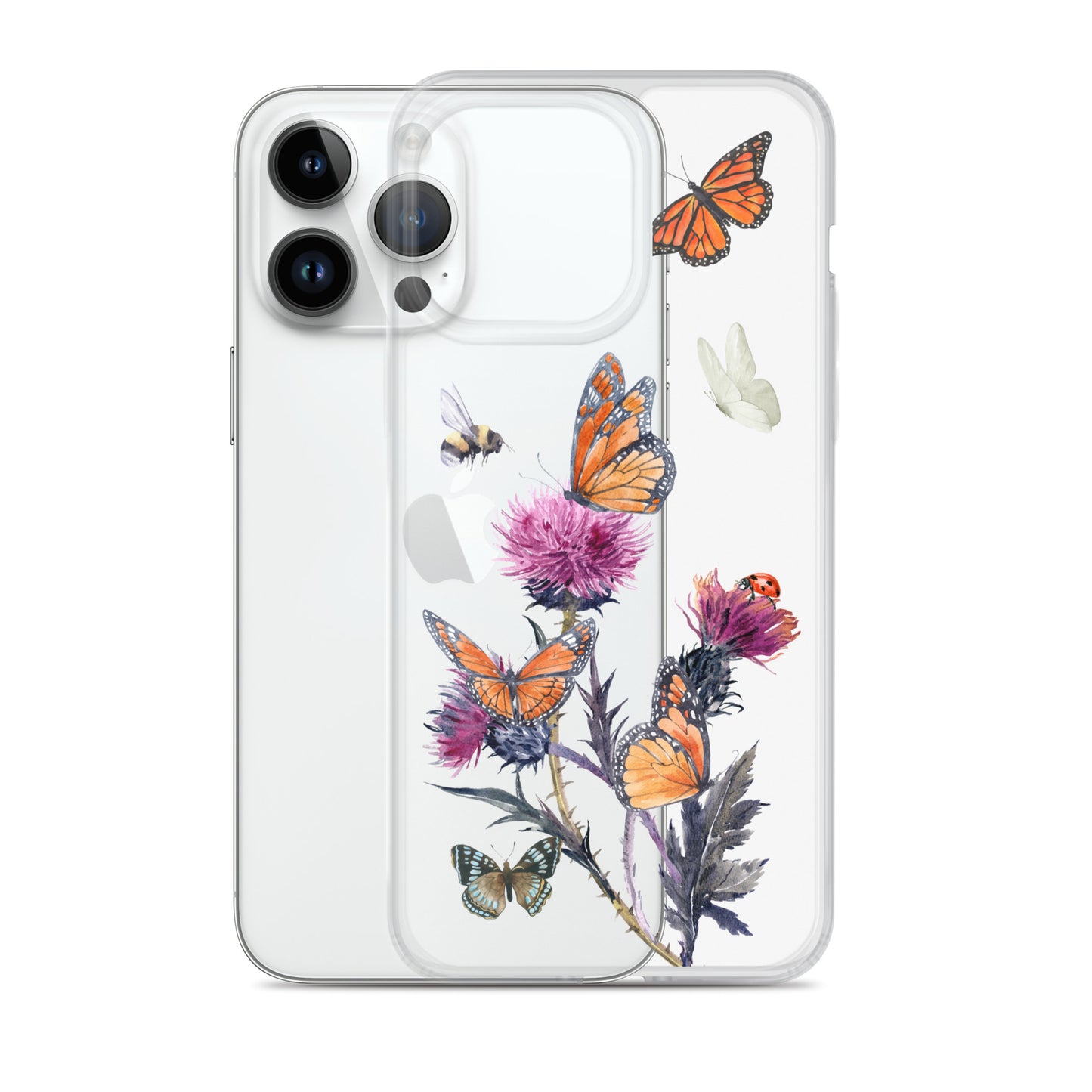 Cute Flower & Butterfly Clear iPhone Case