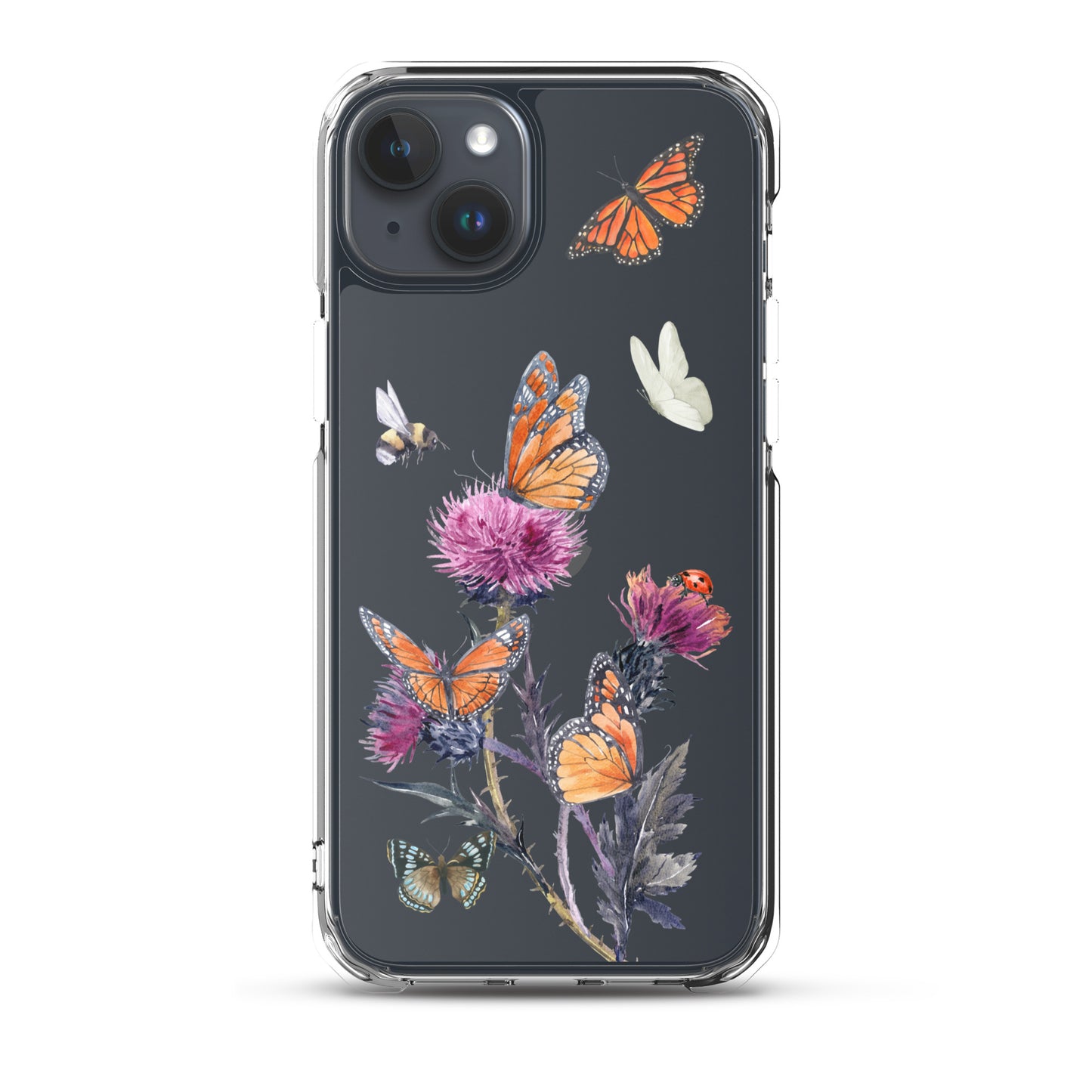 Cute Flower & Butterfly Clear iPhone Case