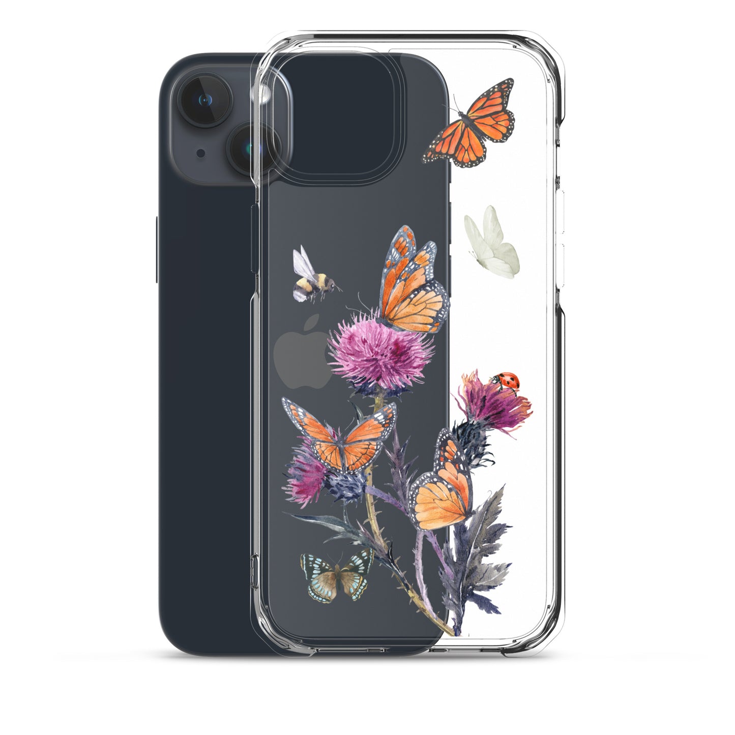 Cute Flower & Butterfly Clear iPhone Case