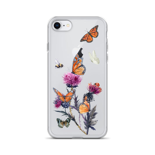 Cute Flower & Butterfly Clear iPhone Case