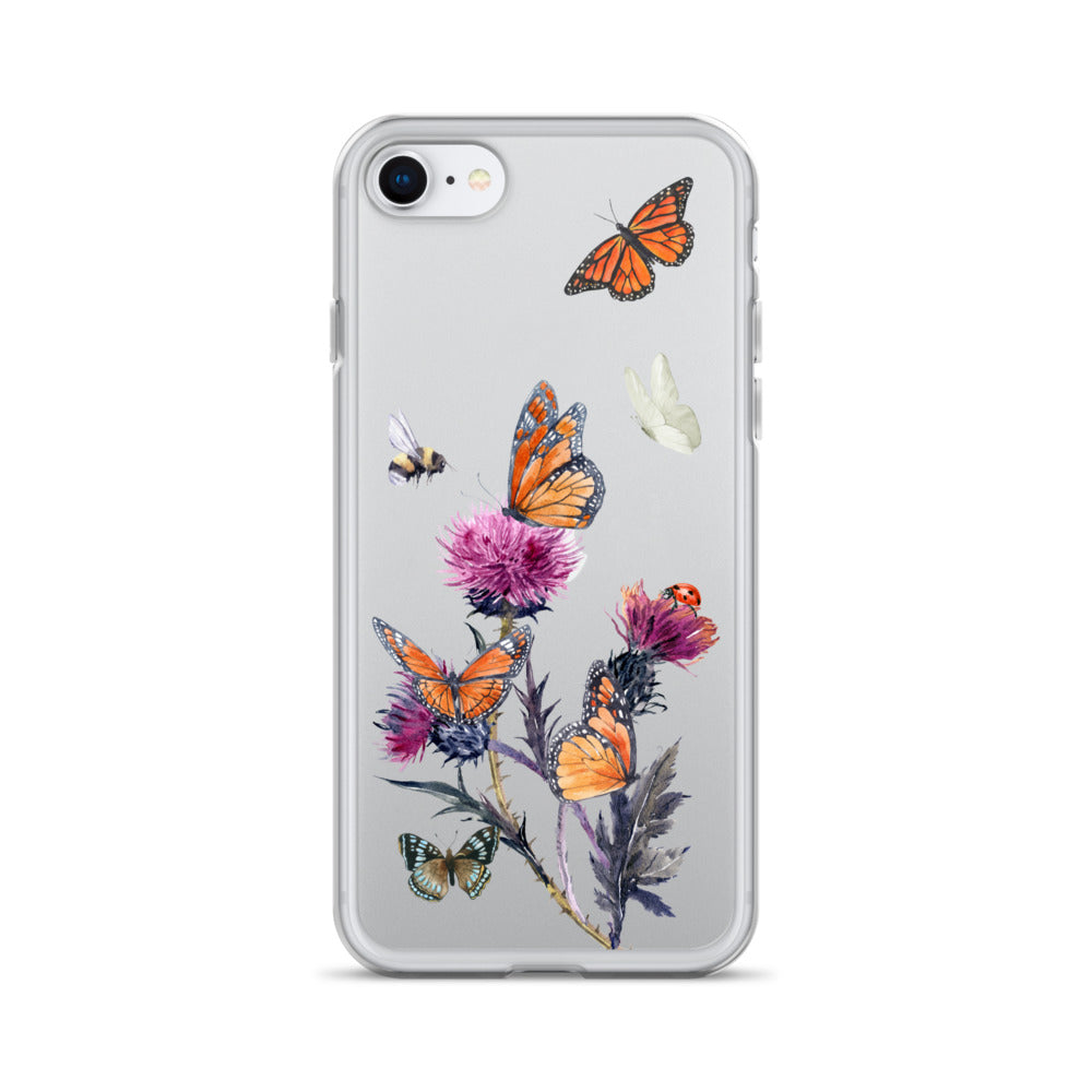 Cute Flower & Butterfly Clear iPhone Case