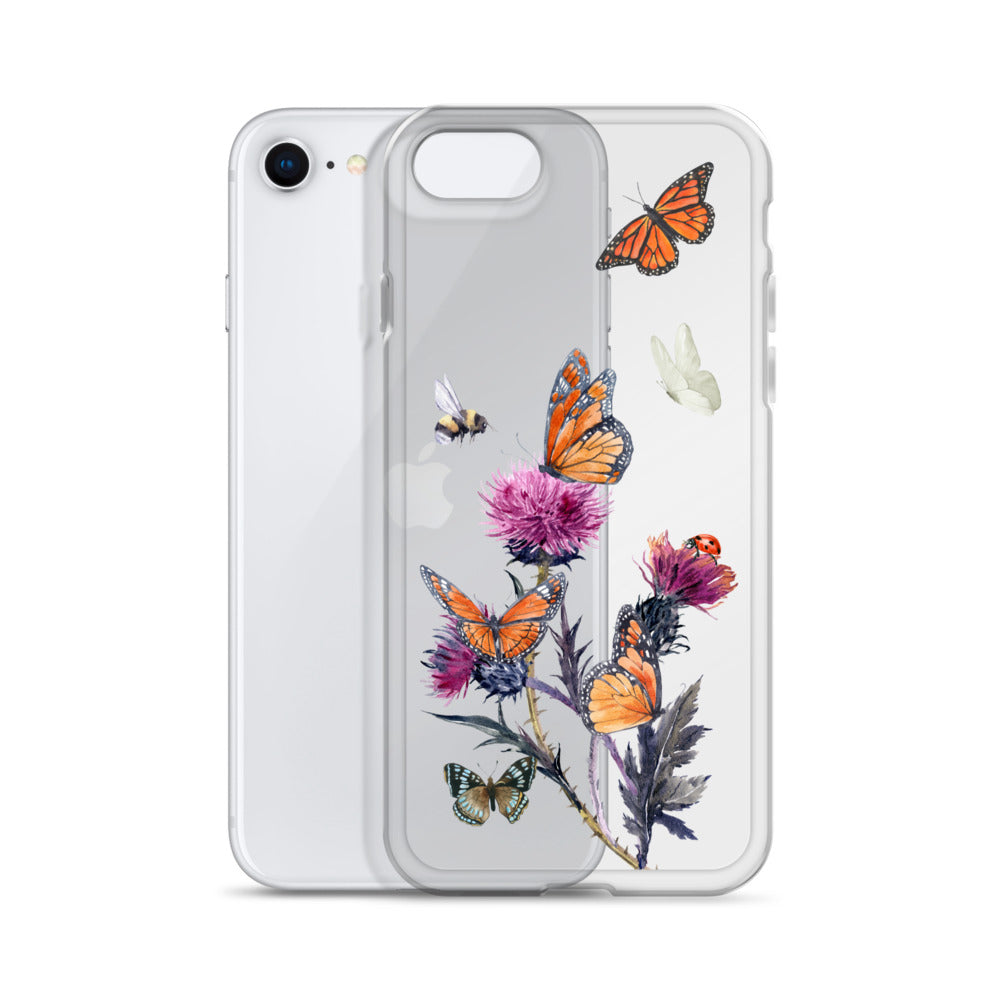 Cute Flower & Butterfly Clear iPhone Case