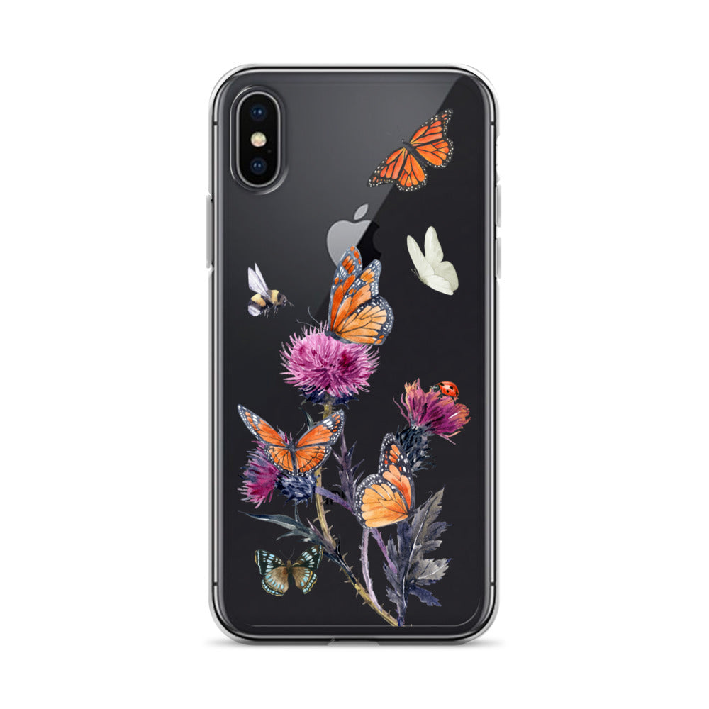 Cute Flower & Butterfly Clear iPhone Case