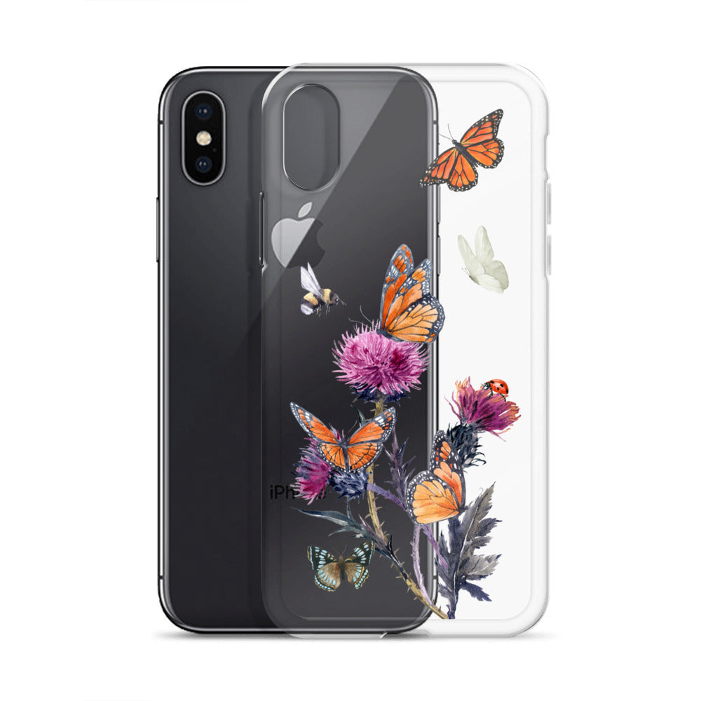 Cute Flower & Butterfly Clear iPhone Case