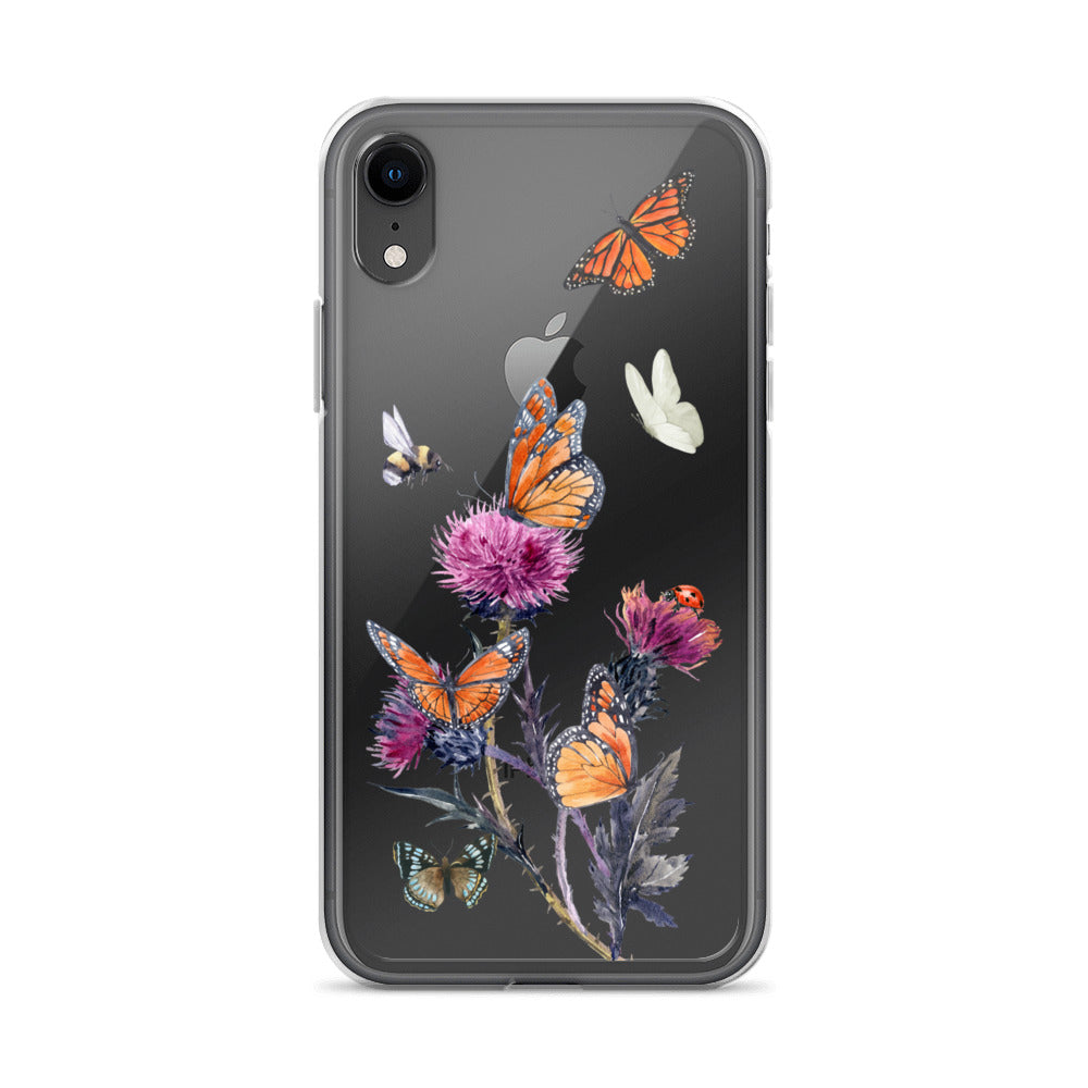 Cute Flower & Butterfly Clear iPhone Case