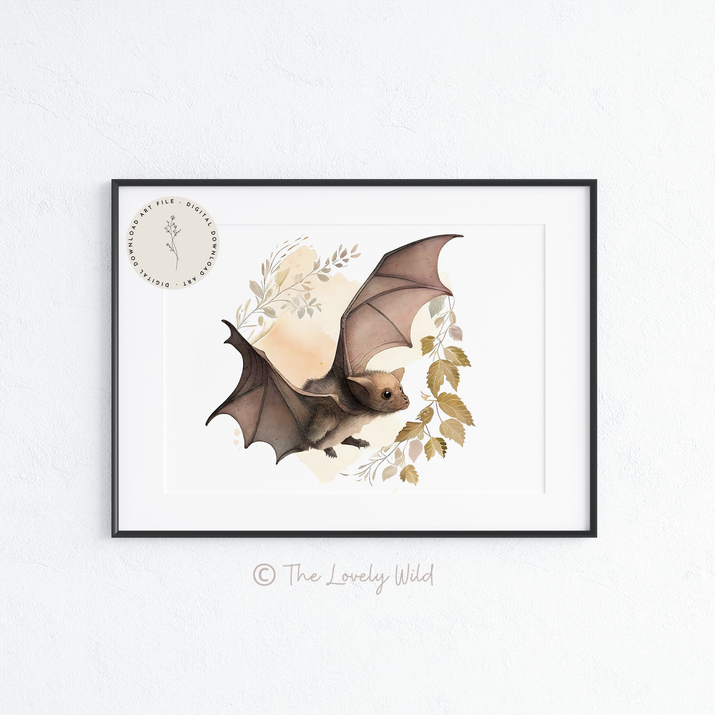 Sweet Flying Bat - Printable Digital Art