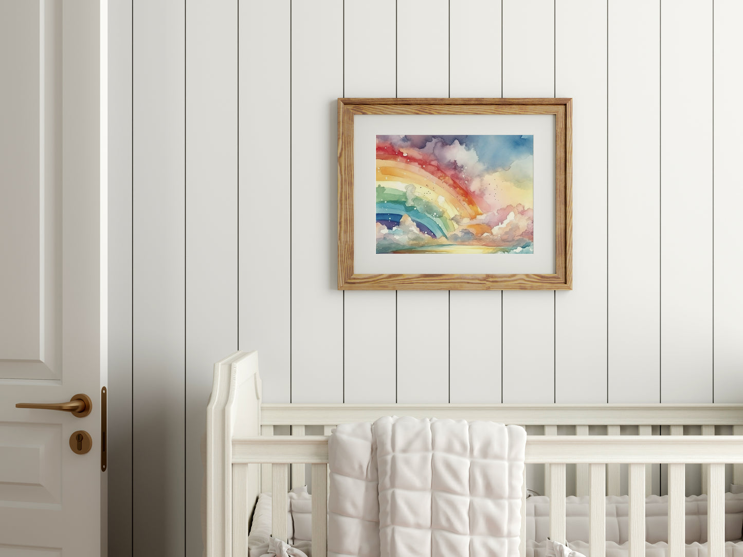 Watercolor Rainbow in the Clouds - Printable Digital Art