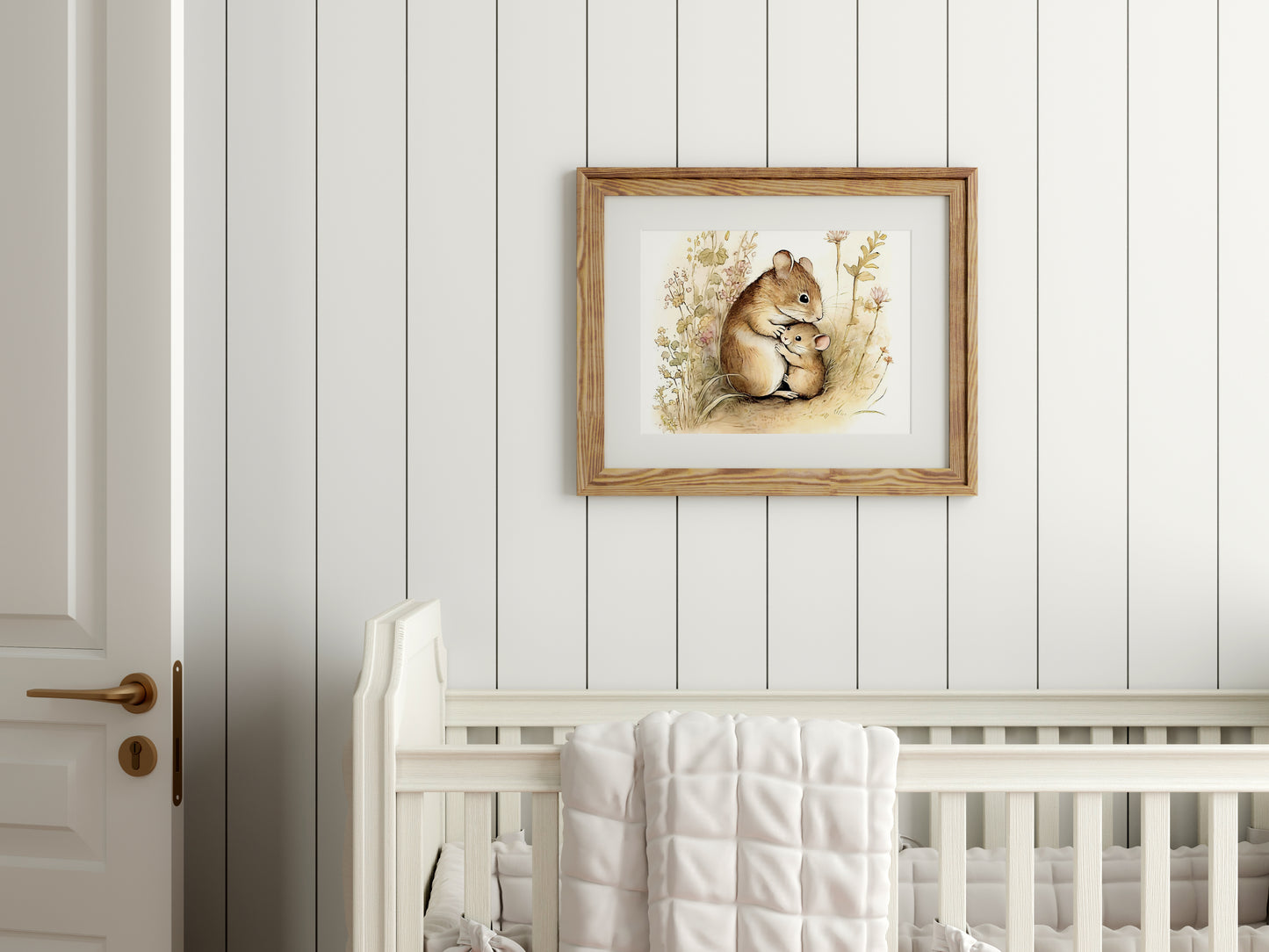 Loving Mother & Baby Field Mice - Printable Digital Art