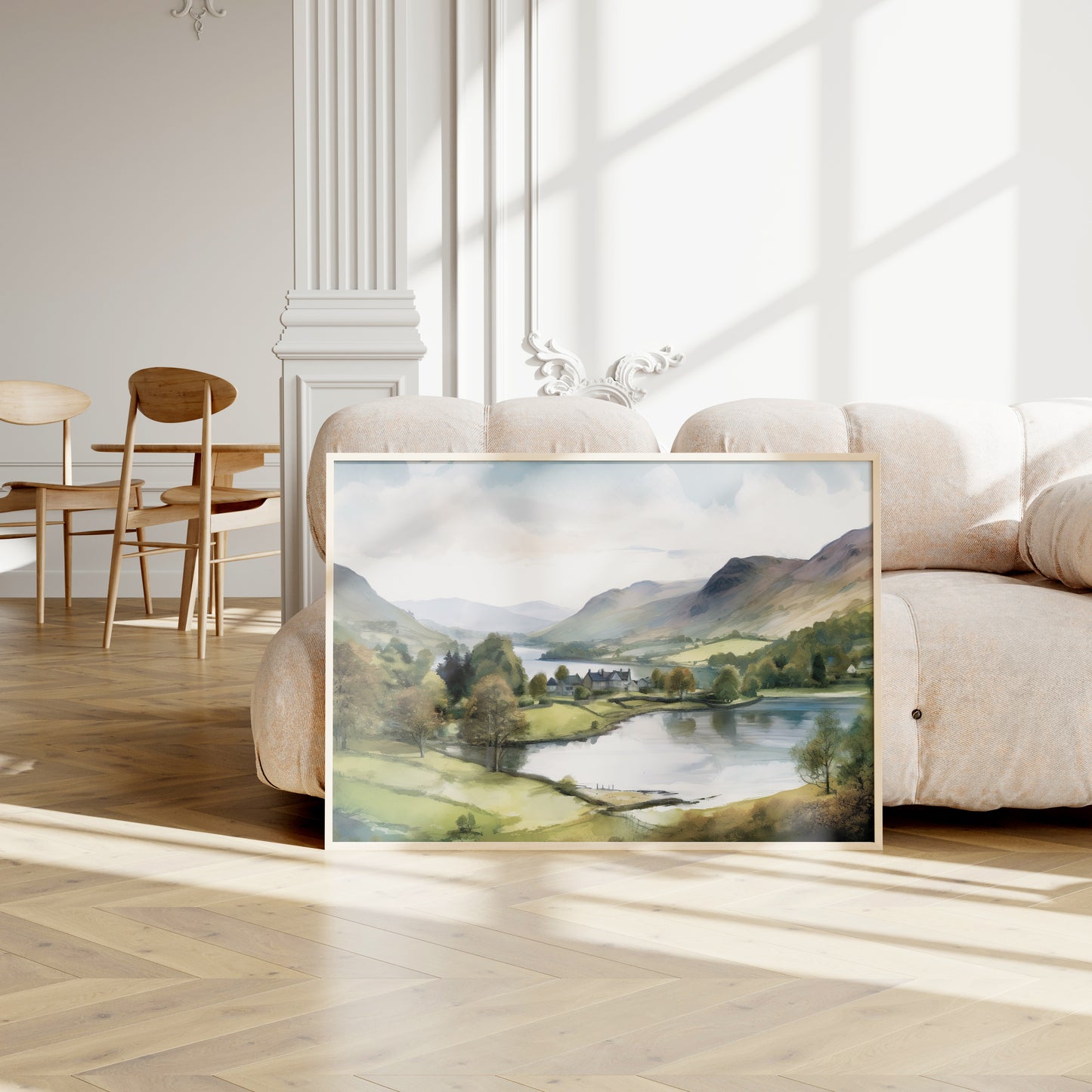 Art mural du Lake District d'Angleterre, campagne britannique imprimable, impression numérique de décoration Cottagecore, illustration aquarelle à télécharger instantanément