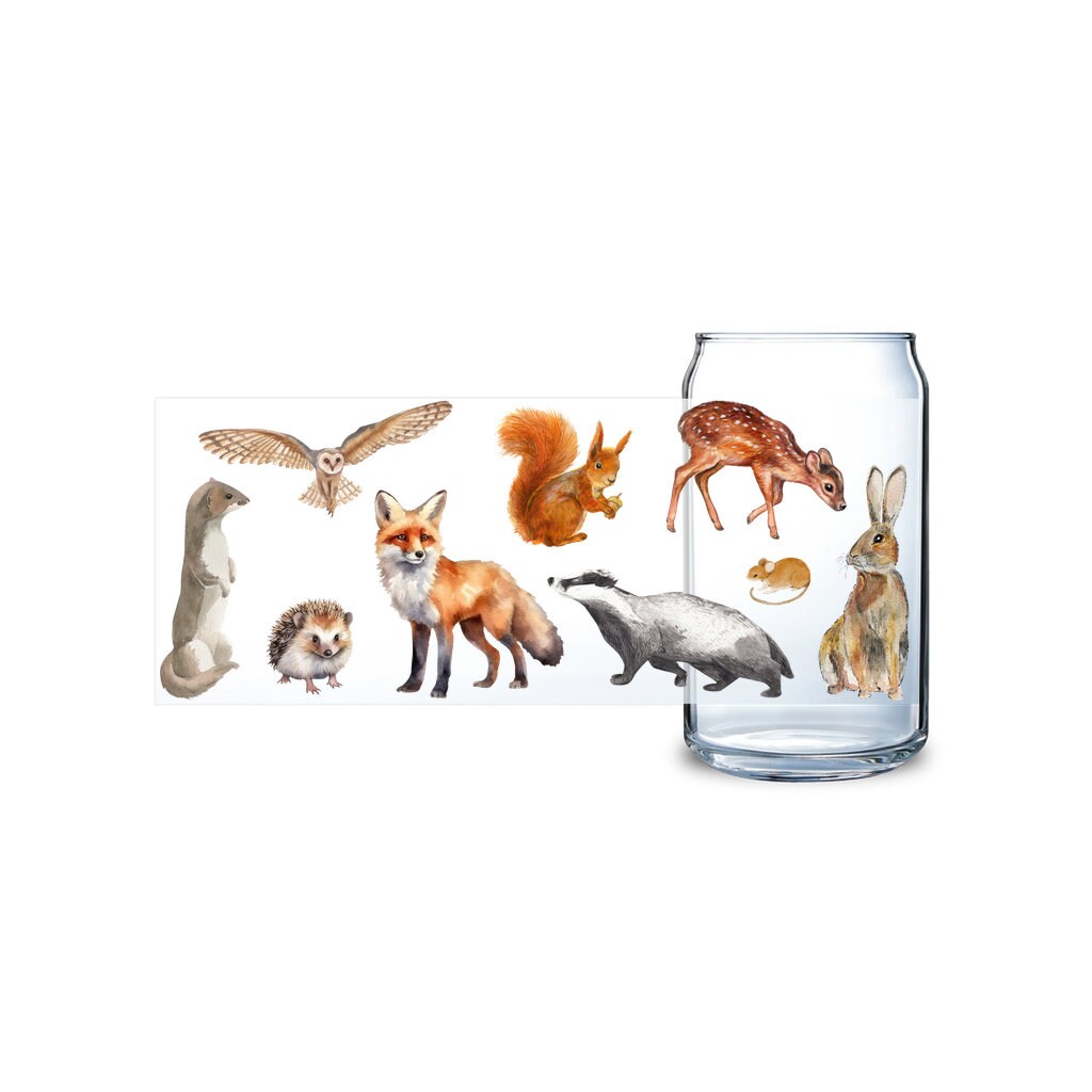 British Wildlife Animals Nature Iced Coffee Cup, 16oz Glass Sipper Cup, Soda Can Glass With Lid & Straw, Lemonade Summer Drinking Glass Gift