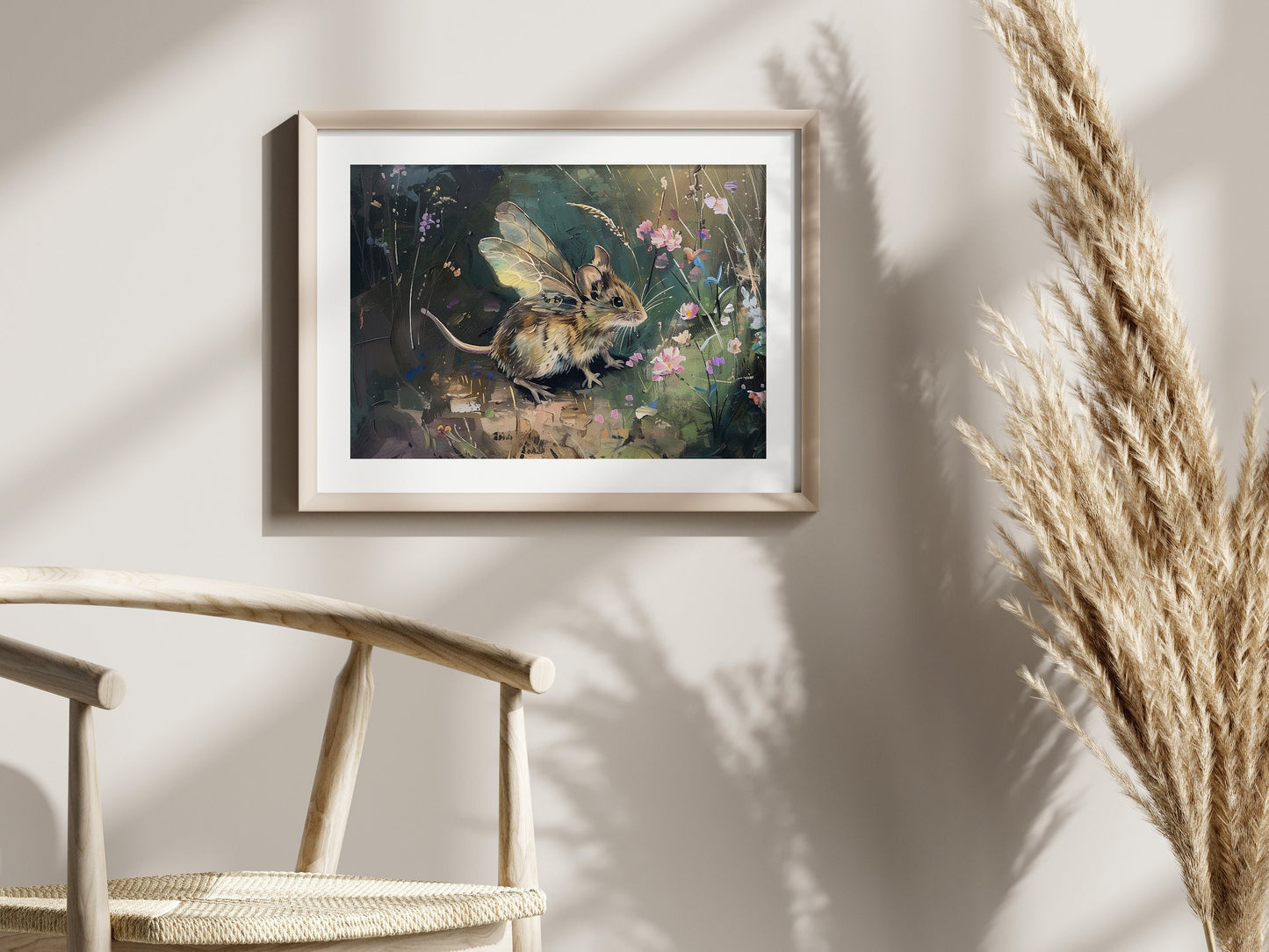 Fairy Field Mouse Floral Printable Softness Art Print Cottagecore Nursery Decor Countryside Wildlife Art Fairycore Fantasy Digital Download