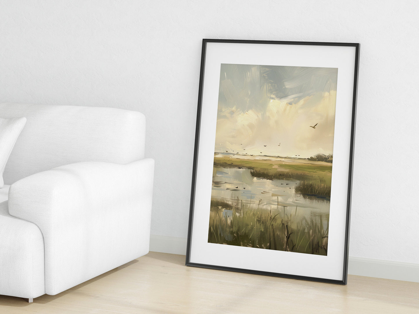 Marshland Landscape, Wetlands Oil Painting Art Print Swamp Illustration, Beautiful Marsh, Wildlife Habitat Digital Download Nature Wall Art