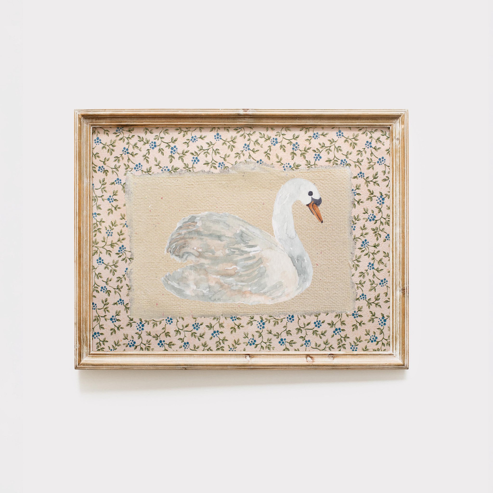 Vintage Floral Swan - Printable Digital Art